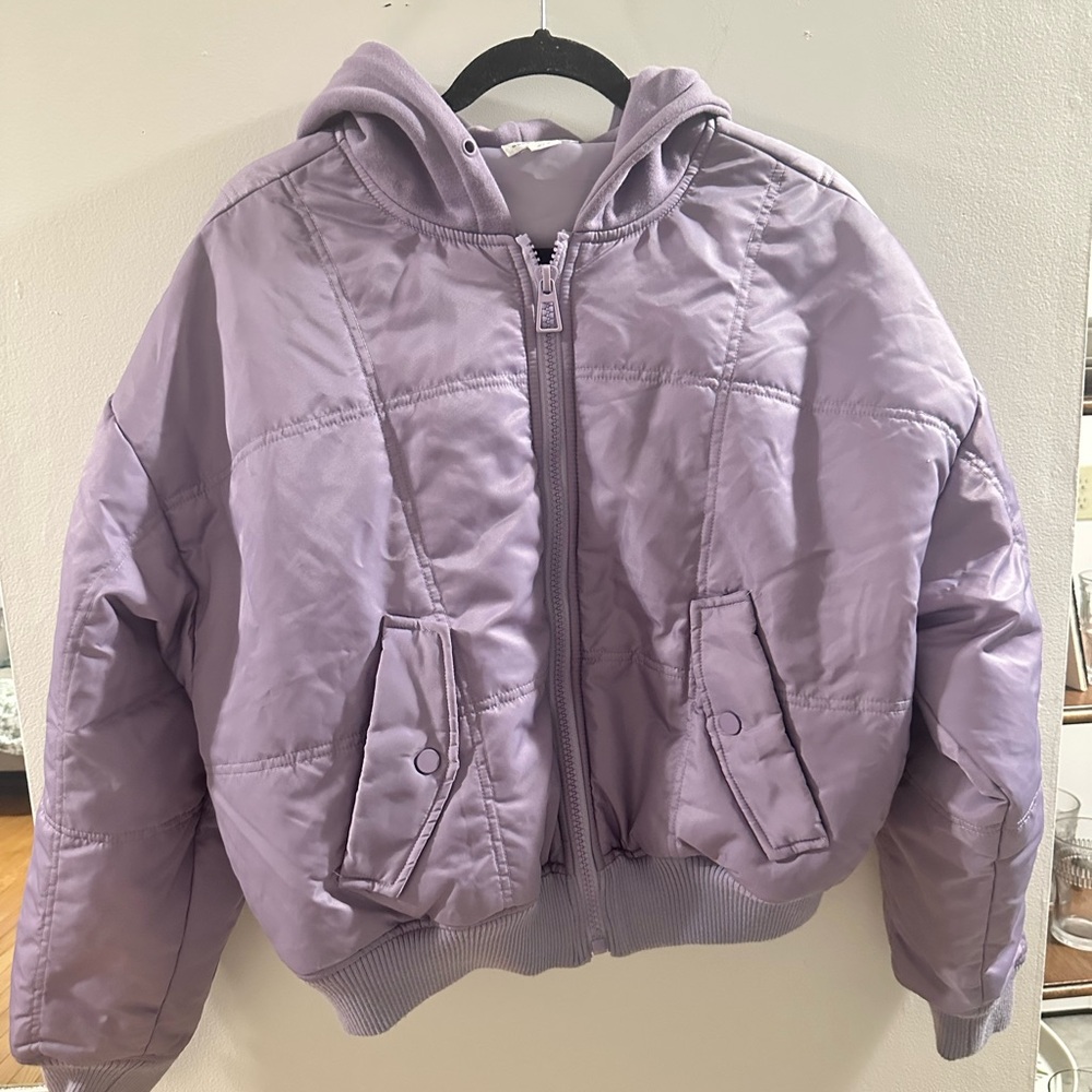 Good American Lavender Bomber Jacket